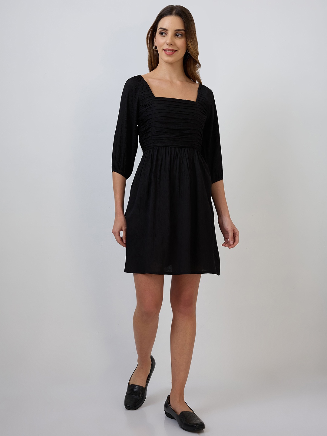 

DressBerry Women Crepe Fit & Flare Midi Dress, Black