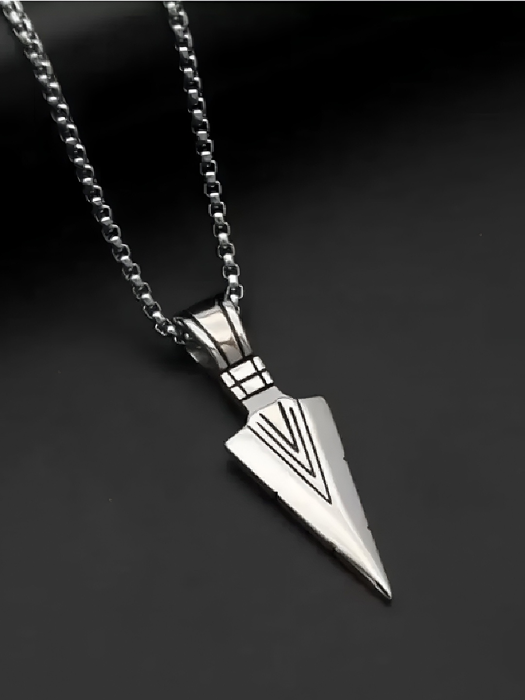 

RUHI COLLECTION Silver-Plated Stainless Steel Triangle Arrow Pendant with Chain