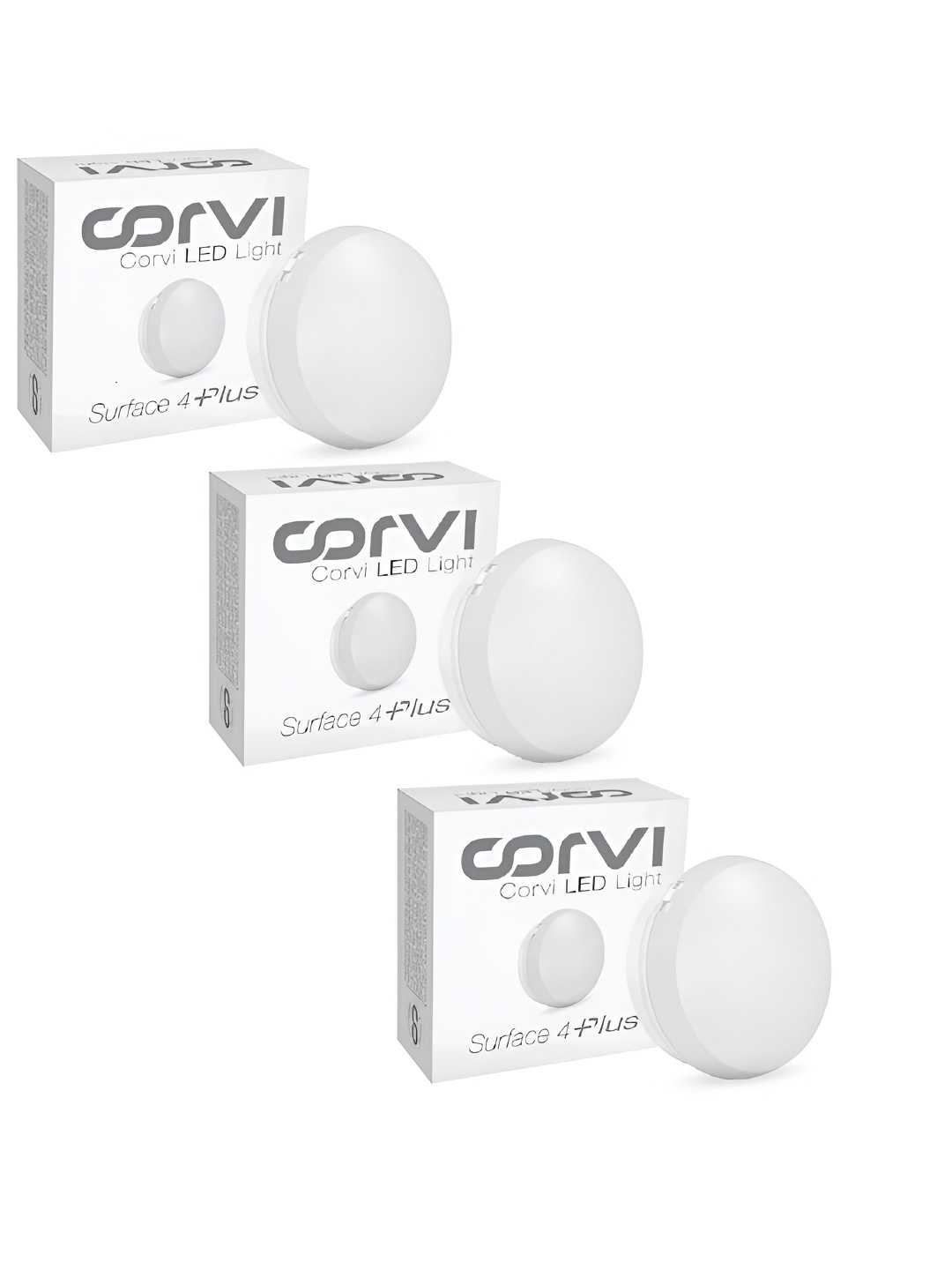 

CORVI White 3 Pieces LED Surface Round 6W Ceiling Panel Light Bulbs