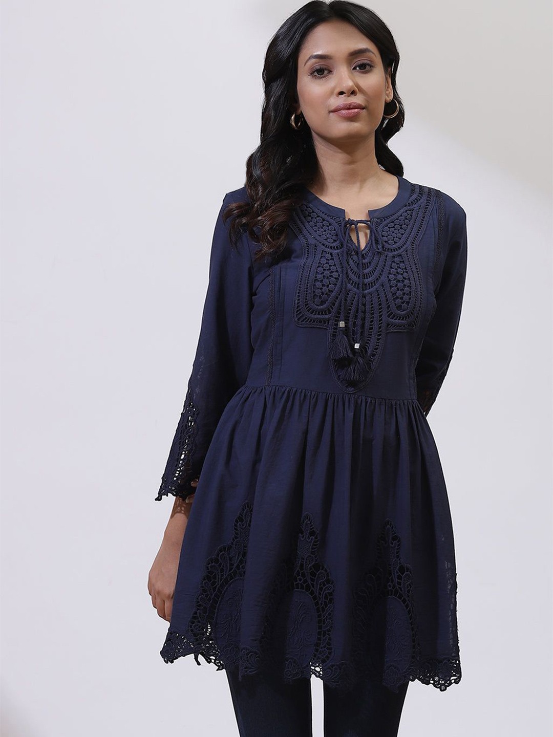 

Lakshita Women Embroidered Tunic, Navy blue