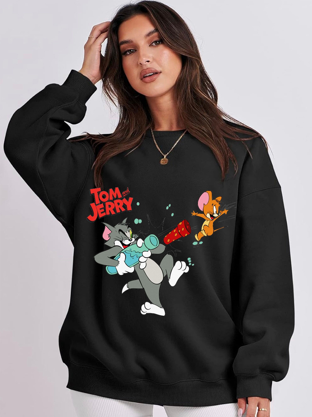 

RAYACLOSET Women Embroidered Sweatshirt, Black