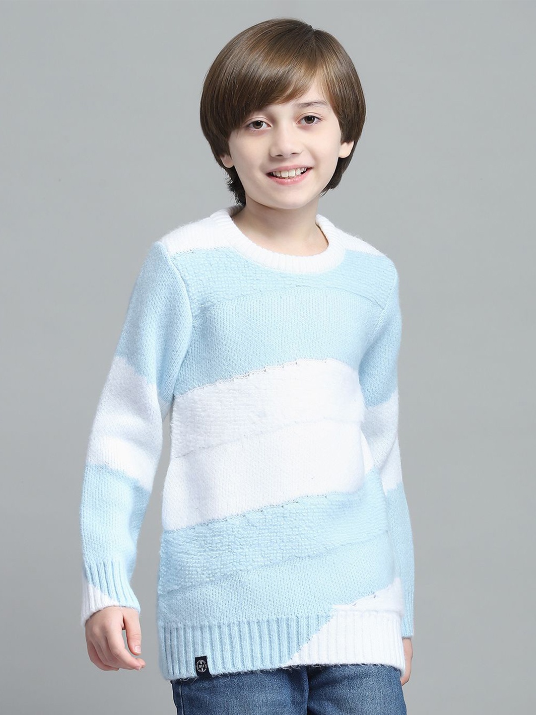 

Monte Carlo Boys Boucle Self Design Woollen Pullover Sweater, Blue