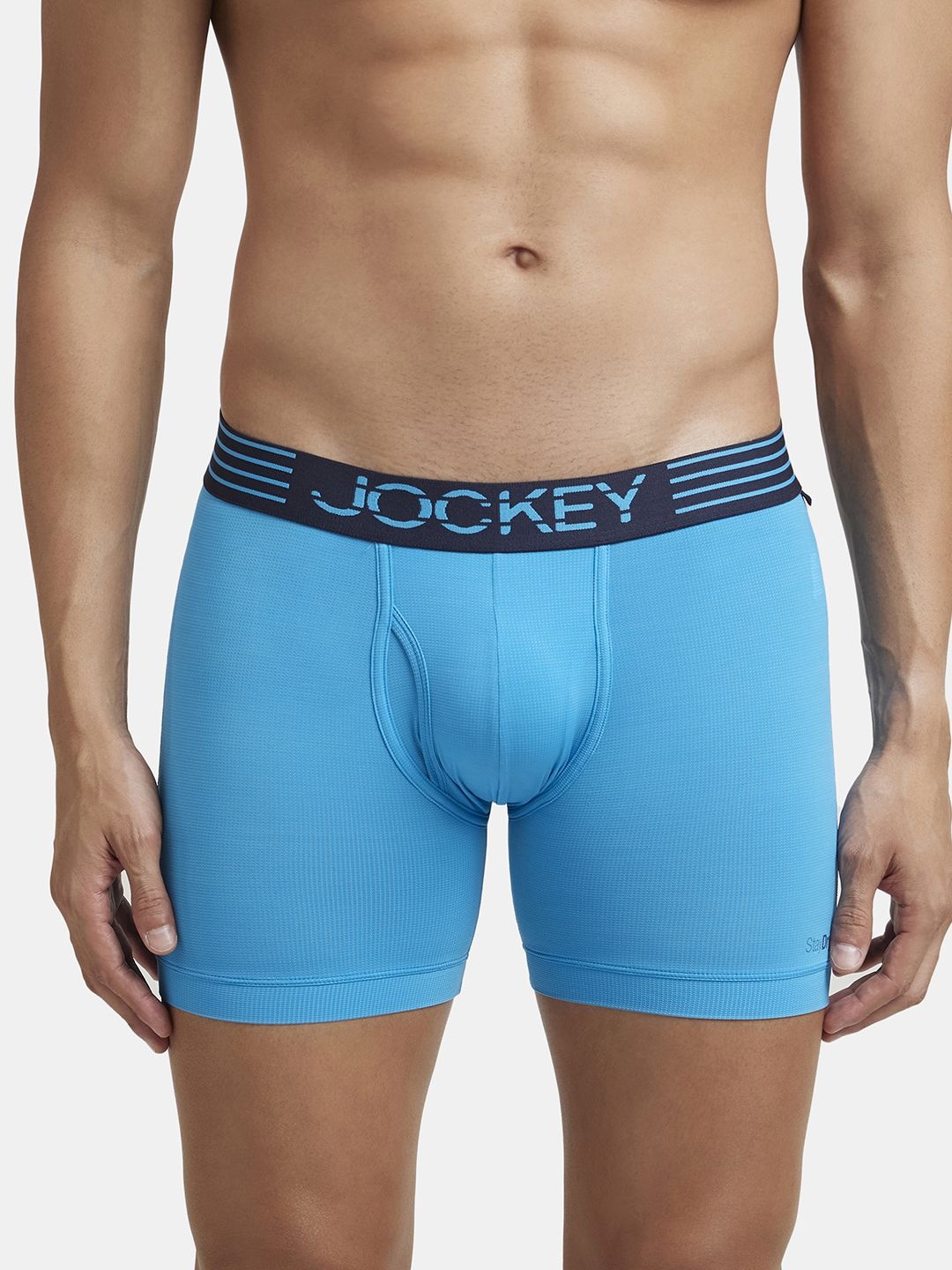 

Jockey Microfiber Elastane Stretch Performance Boxer Brief with StayDry Technology - MM06, Blue