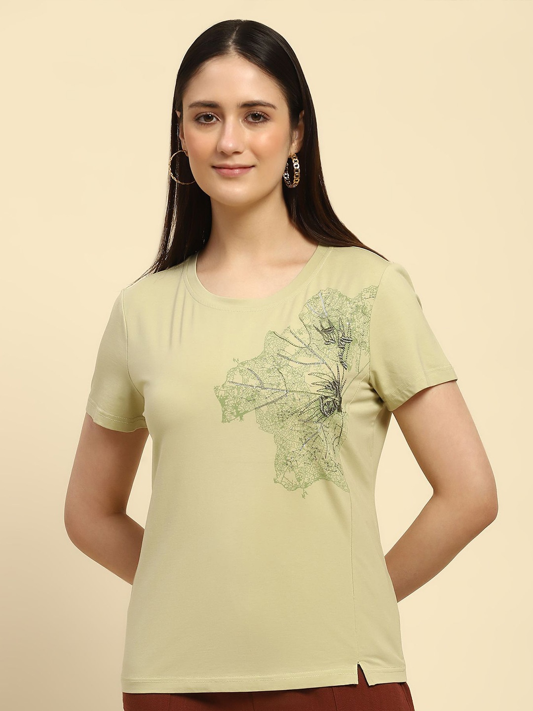 

Global Republic Sequin Embroidered Top, Green