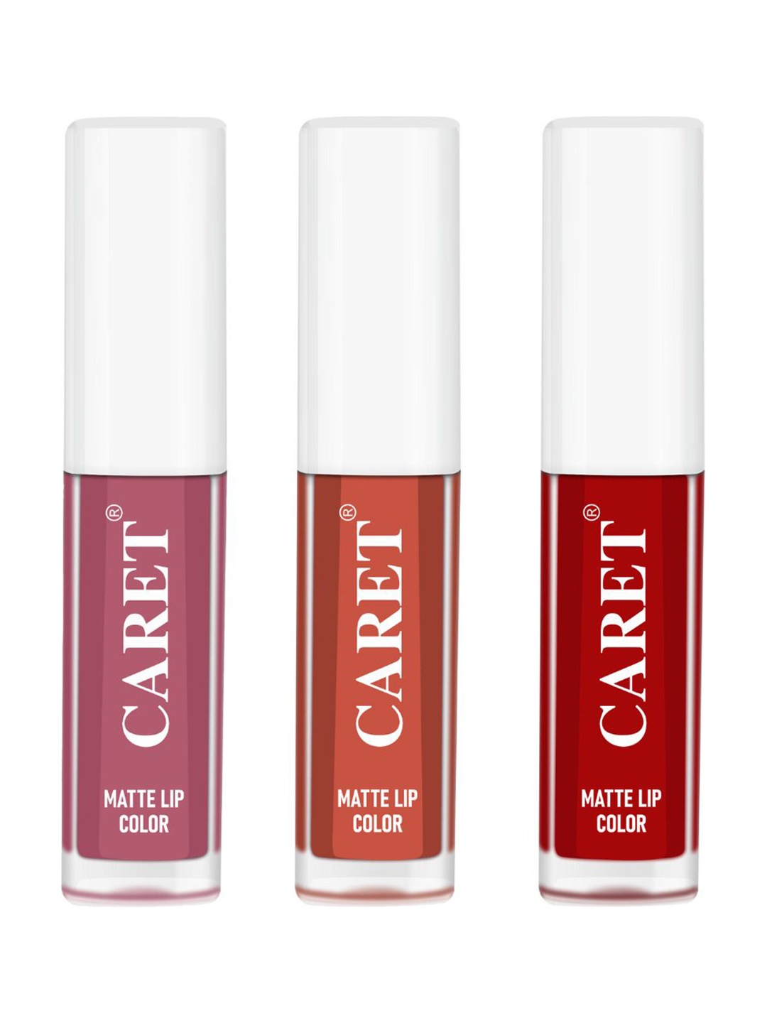 

CARET ORGANIC Set Of 3 Super-Pigmented Liquid Matte Lipsticks - 6 ml - 2 - 6 - 3, Pink