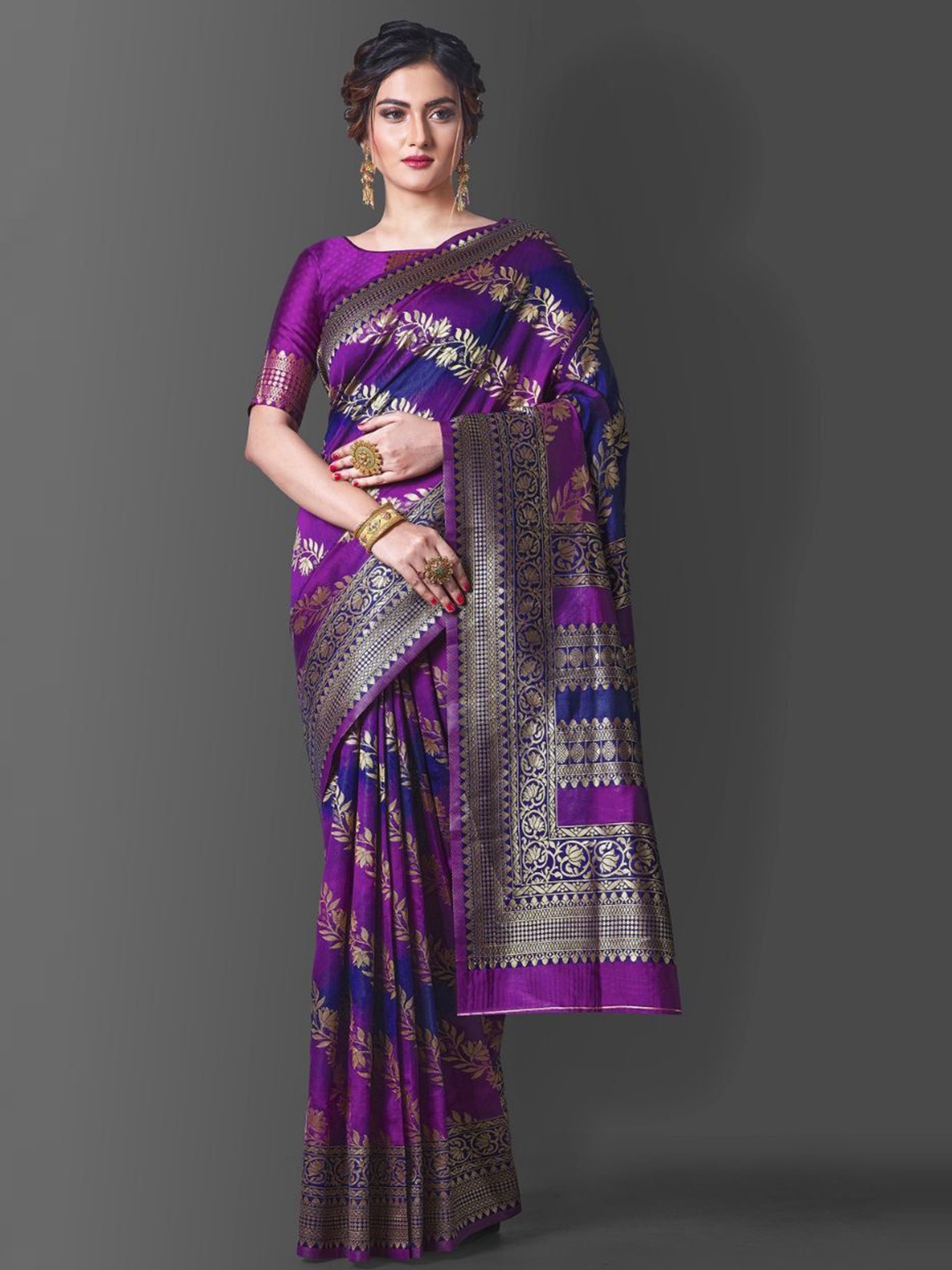 

Taslar Woven Design Pure Silk Banarasi Saree, Purple