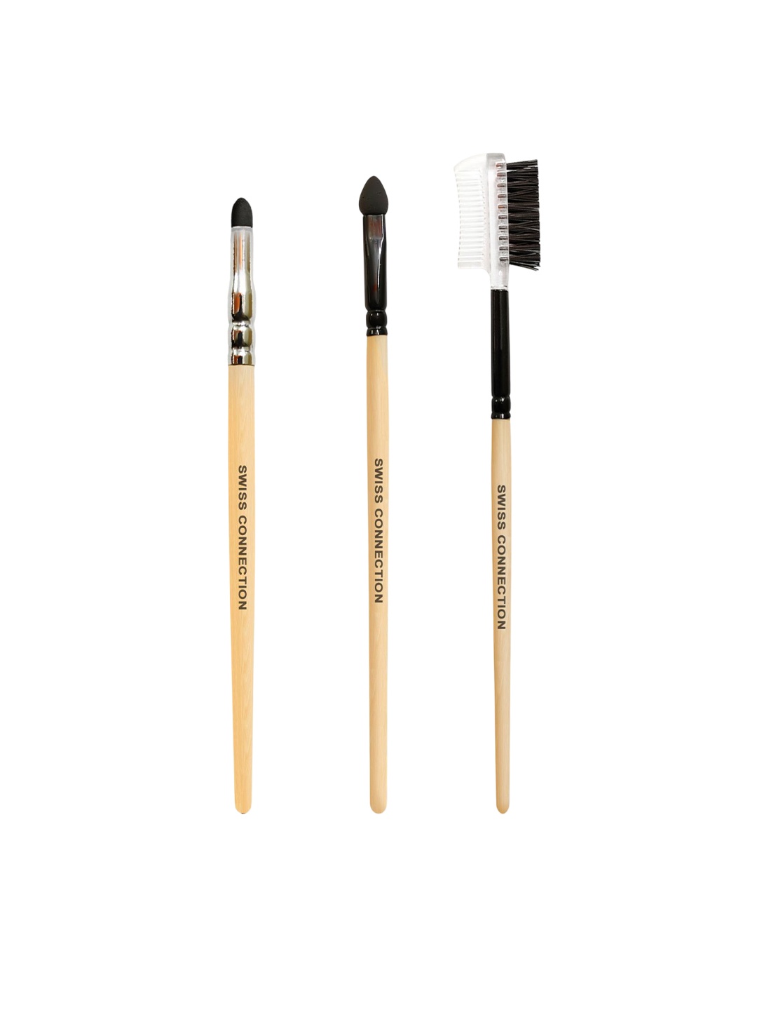 

Swiss Connection Set Of 3 Eyeshadow Brush - Sponge Brush - Lash & Brow Brush, Black