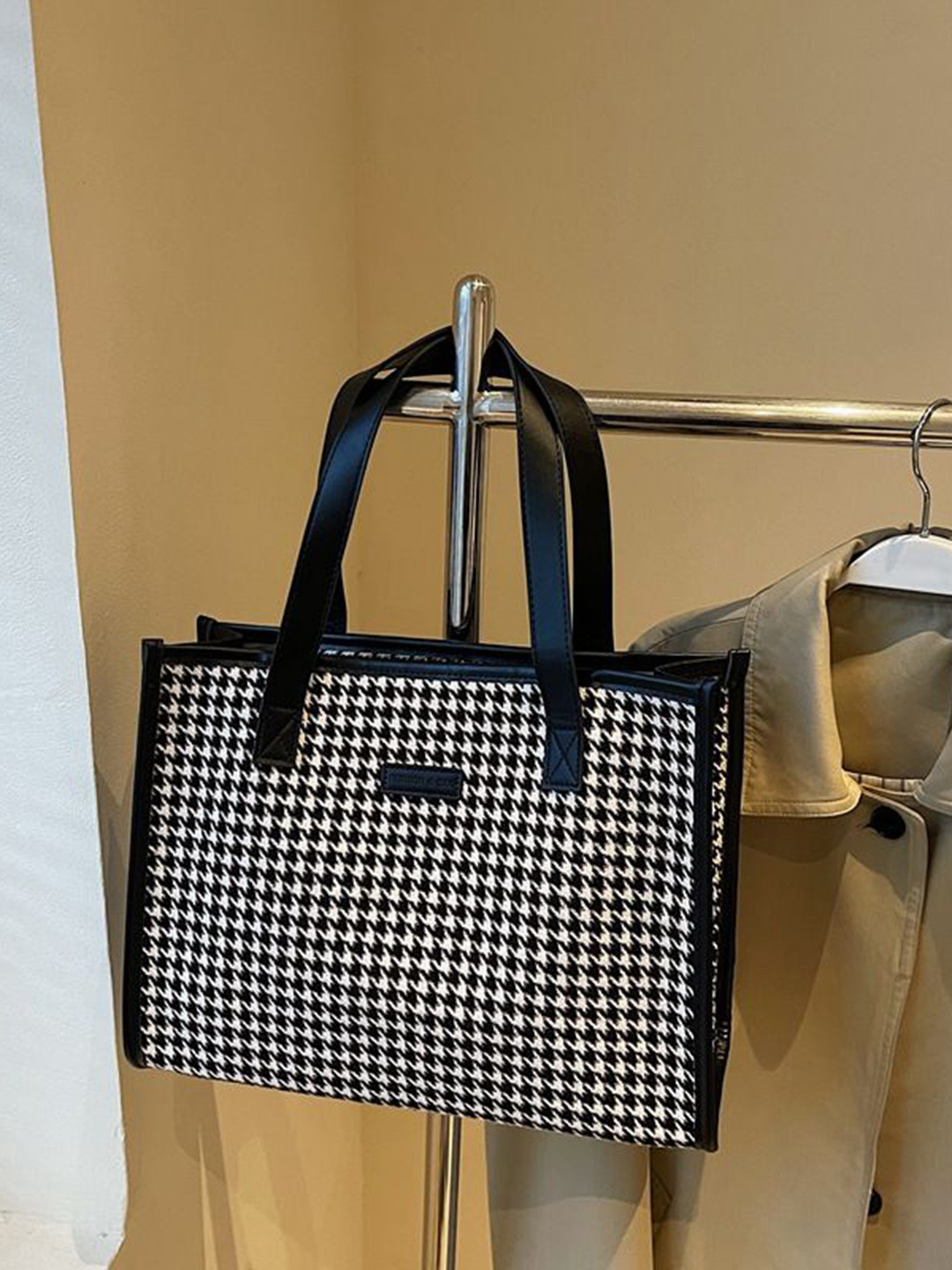 

StyleCast Women Checked Structured Tote Bag, Black