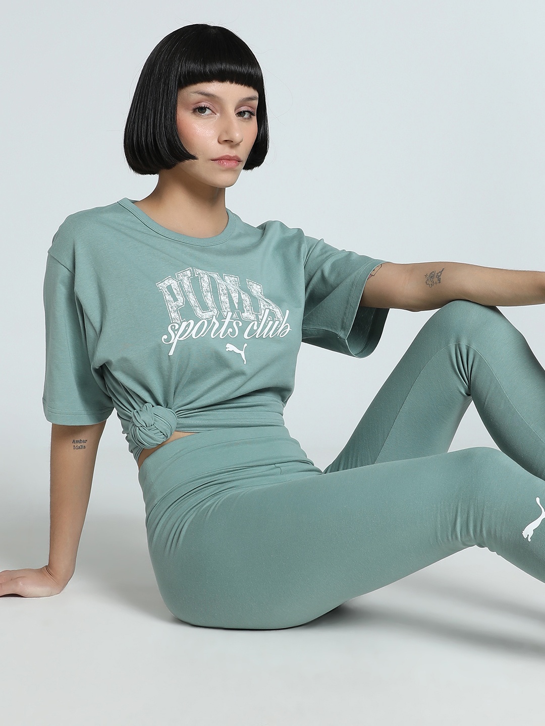 

Puma Women Class Typography Printed Relaxed Fit Cotton Tee, Sea green