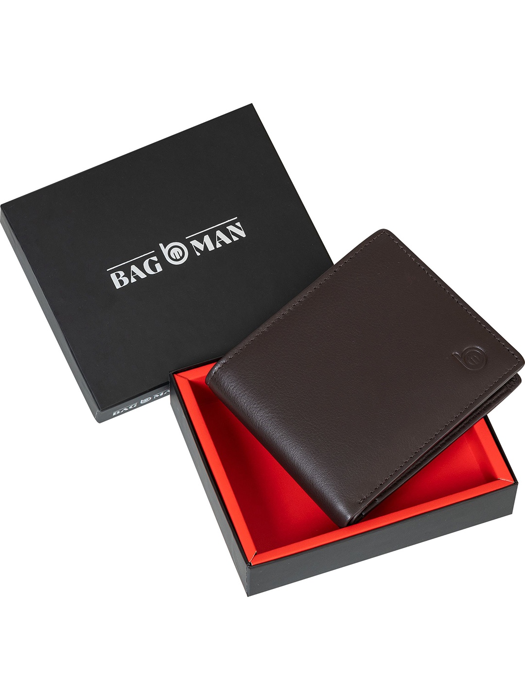 

BAGMAN Men Leather Two Fold Wallet, Brown