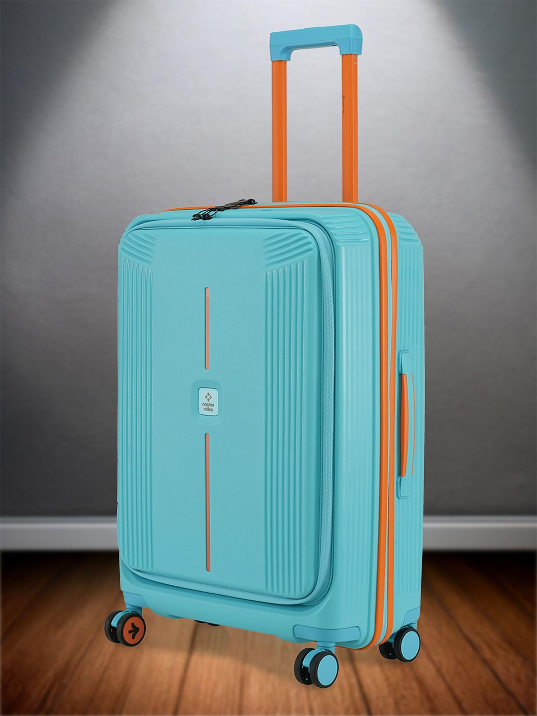 

Nasher Miles Alexandria Polypropylene Medium Teal Peach Trolley Bag - 24 Inch (65 cm), Blue