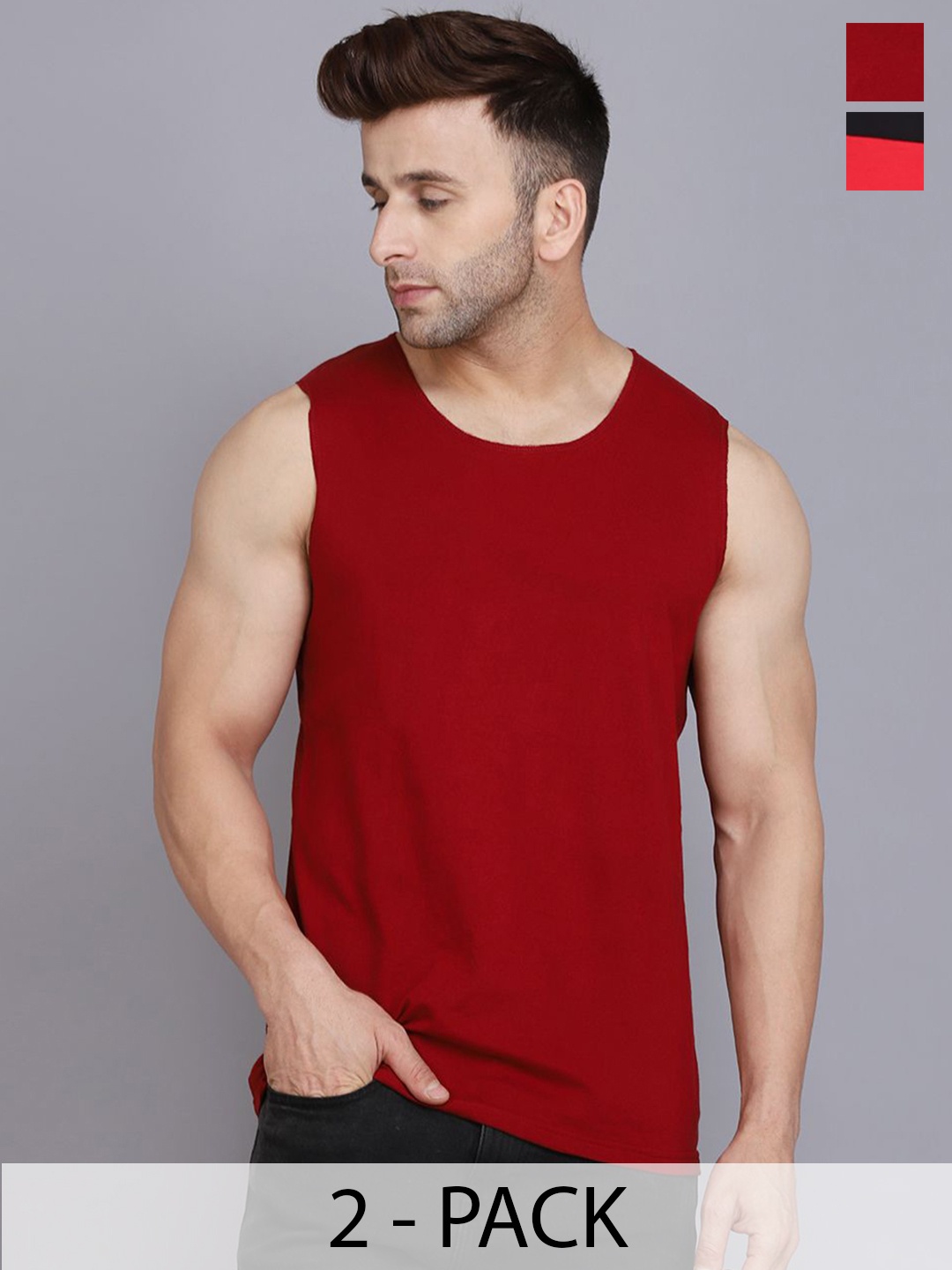 

Woostro Pack Of 2 Gym Innerwear Vests, Black