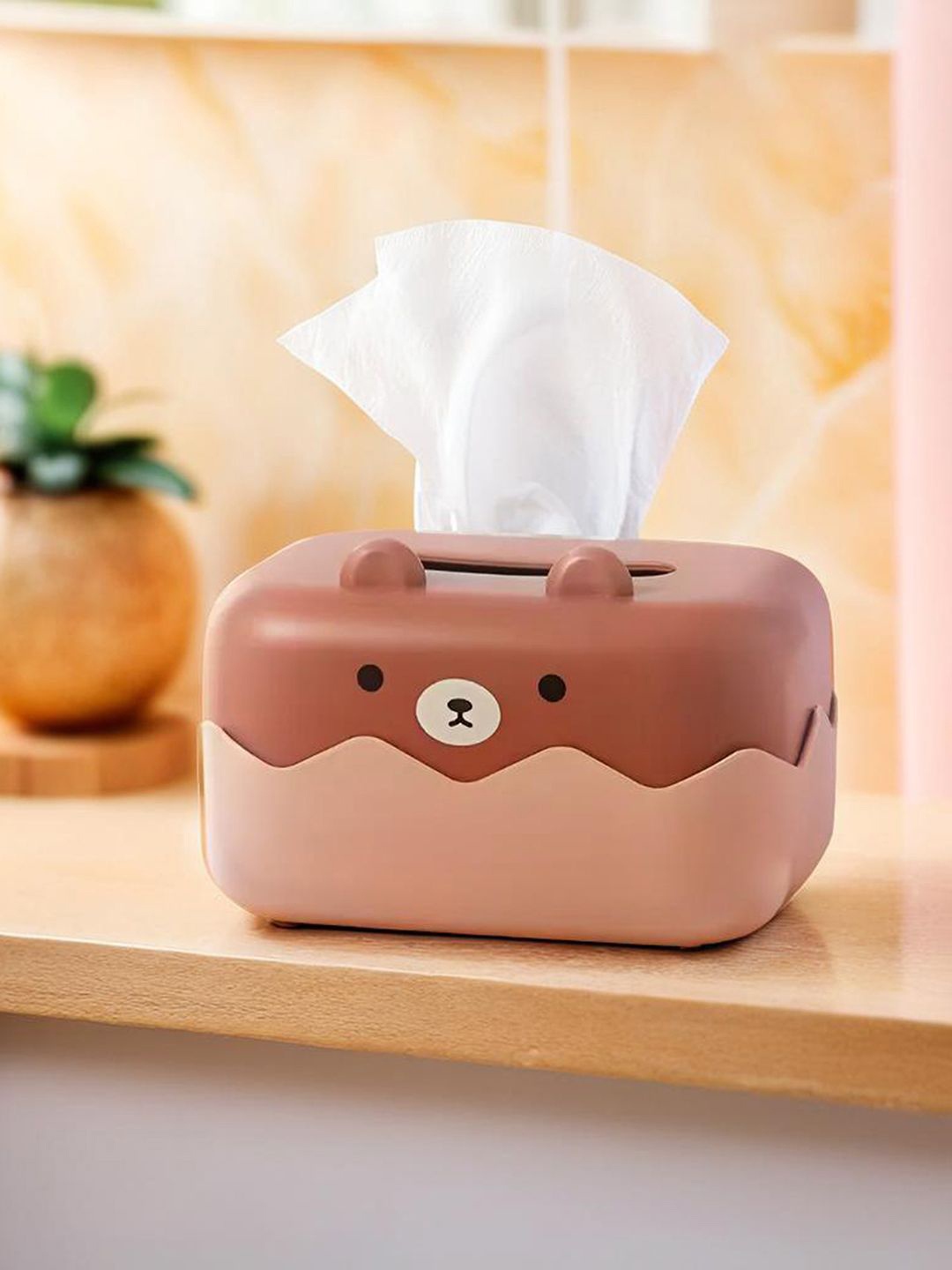 

DecorTwist Brown & Pink Printed Tissue Box Holder Dispenser