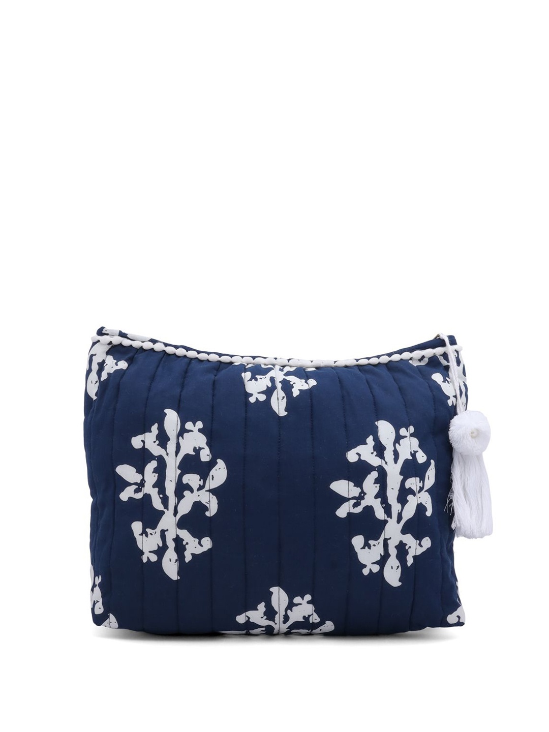 

SANSKRUTIHOMES Women Floral Printed Structured Cotton Handheld Bag, Blue