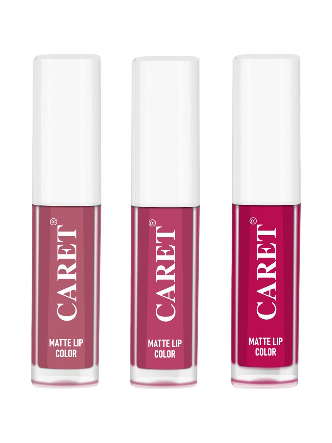 

CARET ORGANIC Set Of 3 Super-Pigmented Matte Lipsticks - 2 ml Each - Shade 2 - 8 - 5, Pink