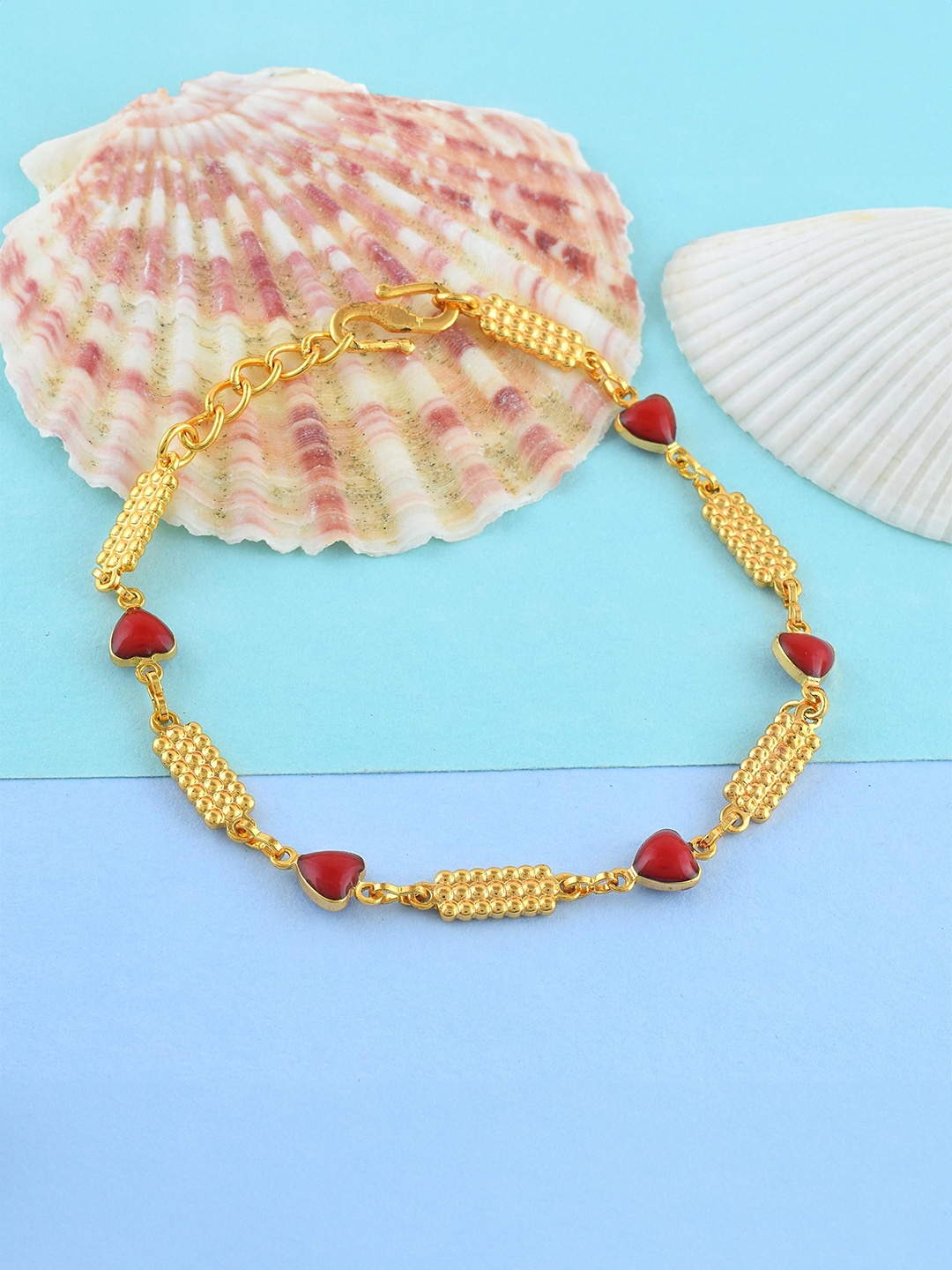 

MEMOIR 24KT Gold-Plated Stone Studded Link Bracelet