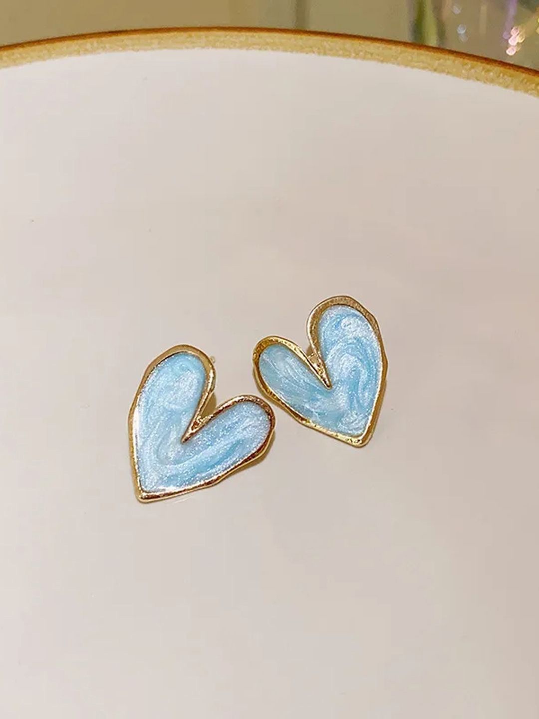 

BEYTER Sterling Silver Heart Shaped Korean Studs, Gold