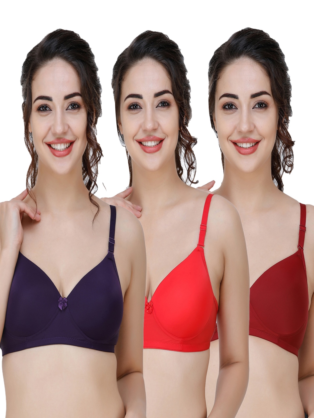 

College Girl Pack of 3 T-shirt Full Coverage Lightly Padded Bra, Purple