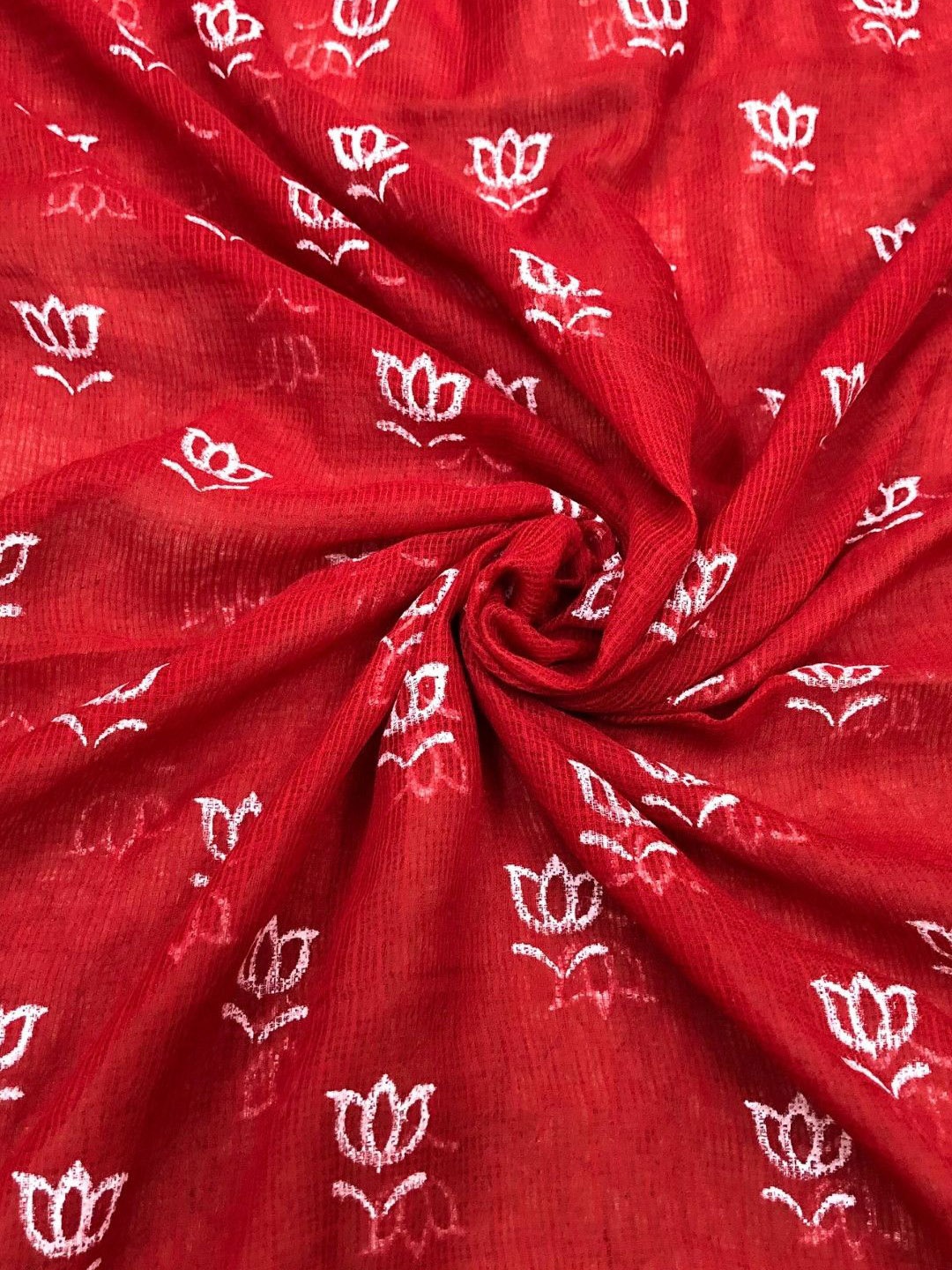 

PALASH Floral Printed Pure Cotton Block Print Unstitched Dress Material, Red