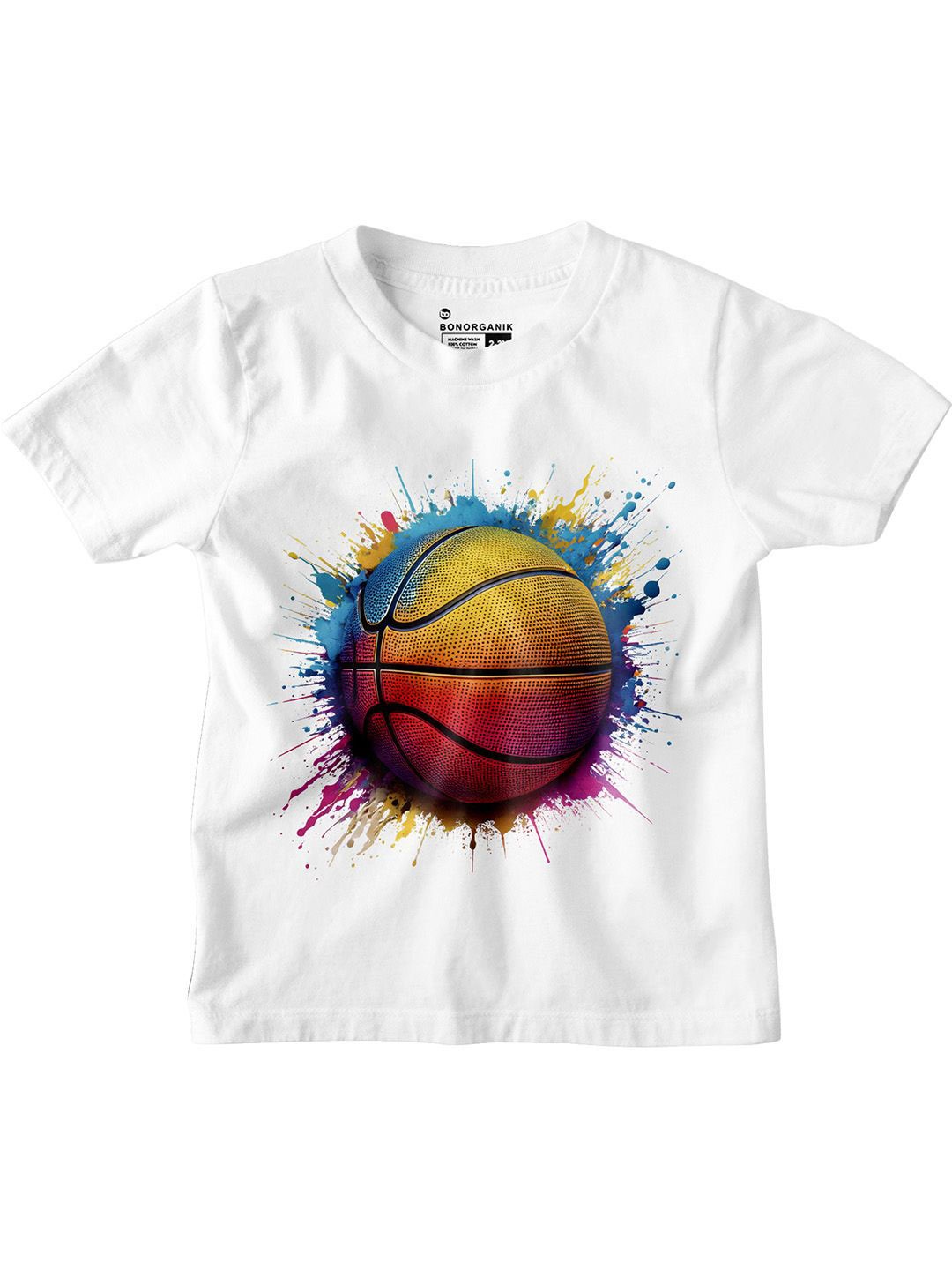 

BonOrganik Boys Graphic Printed Round Neck Cotton T-shirt, White