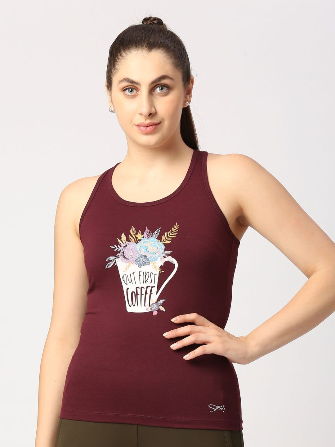 

Lovable Sport Women Print Tank Top, Burgundy