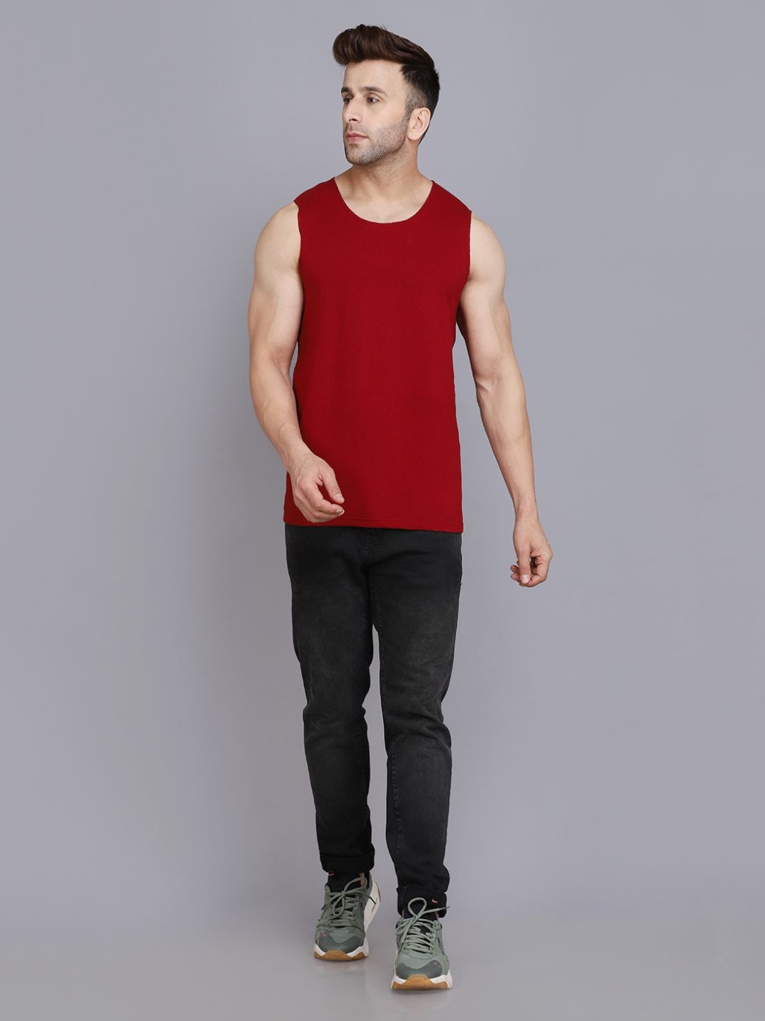

WOOSTRO Men Pack Of 2 Sleeveless Round Neck Gym Vest, Yellow