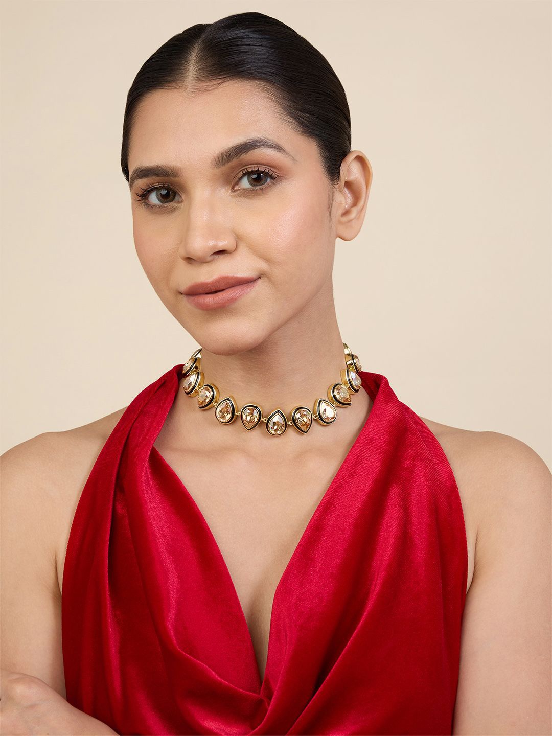 

Isharya 18Kt Gold-Plated Crystals Studded Choker Necklace