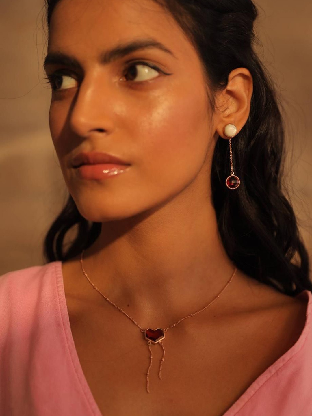 

Varnika Arora Sway 22k Rose Gold-Plated Artificial Stones Studded Circular Drop Earrings