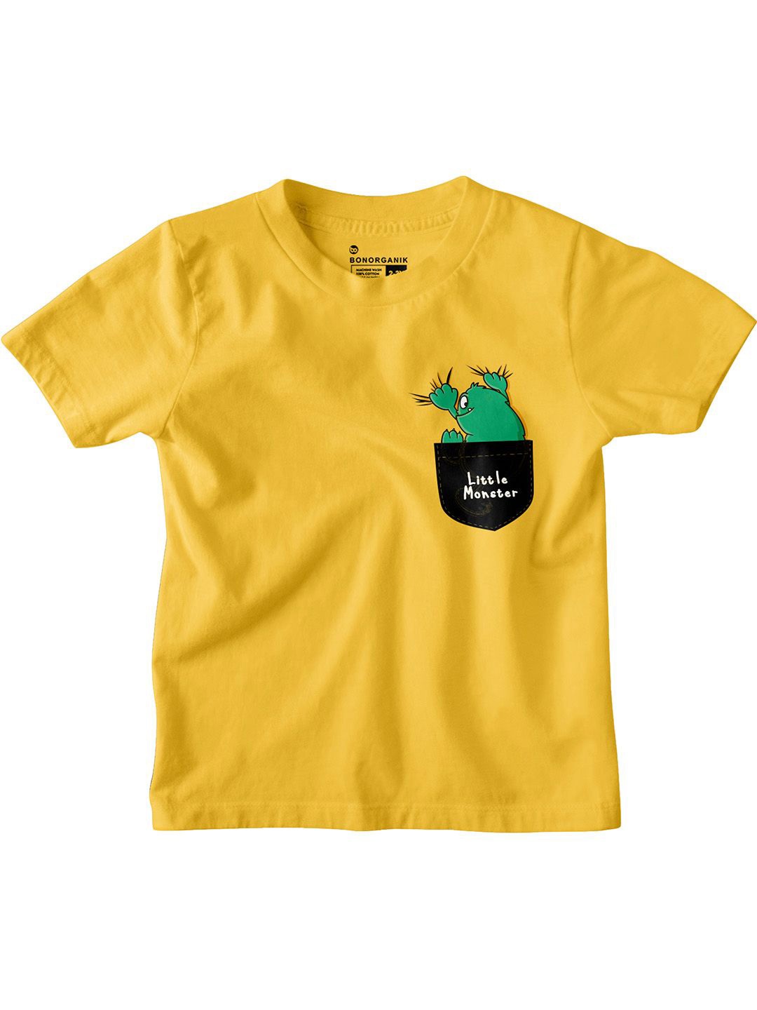 

BonOrganik Boys Graphic Printed Round Neck Cotton T-shirt, Yellow