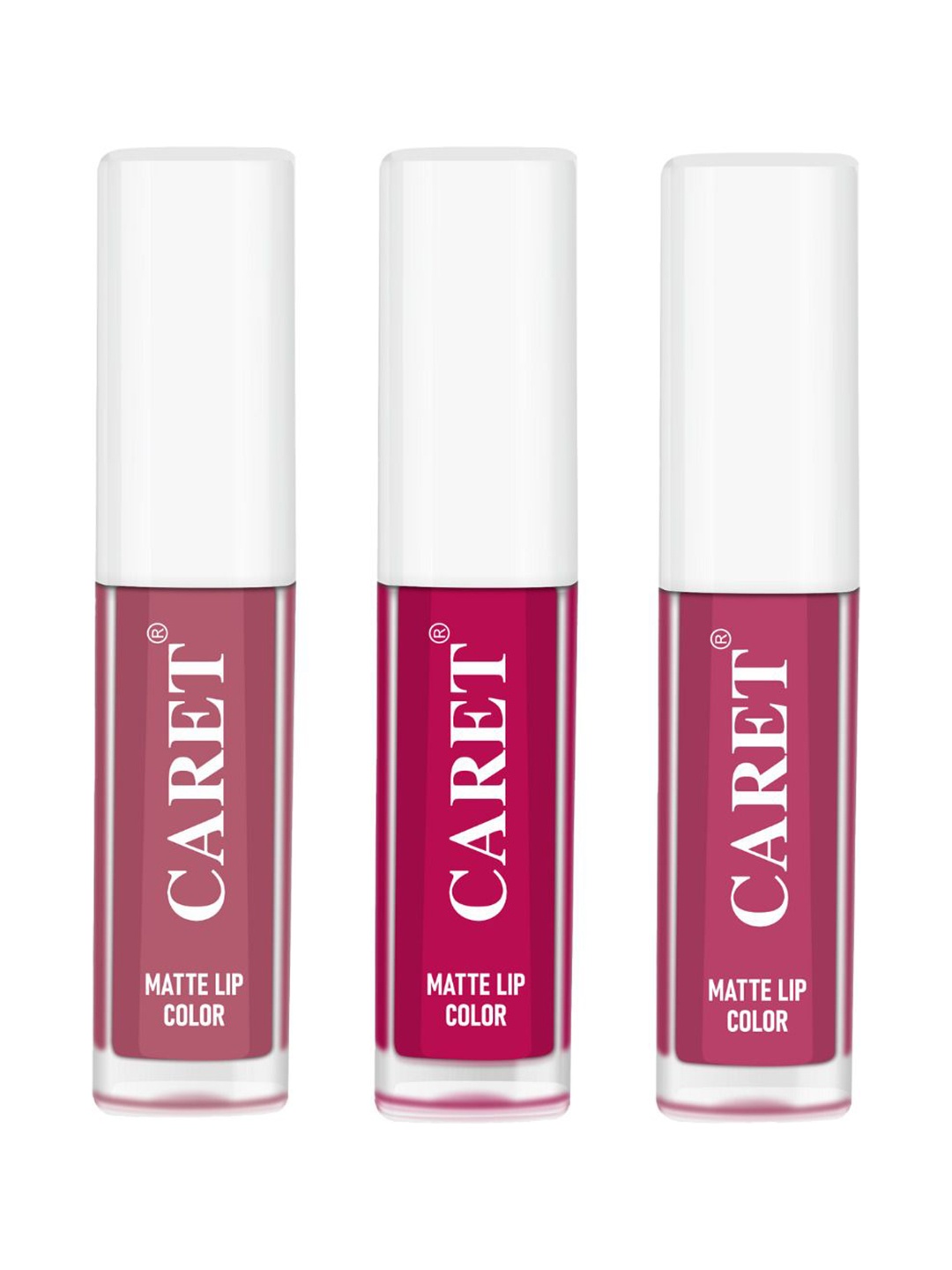 

CARET ORGANIC Set Of 3 Super-Pigmented Liquid Matte Lipsticks - 6 ml - 2 - 5 - 8, Pink