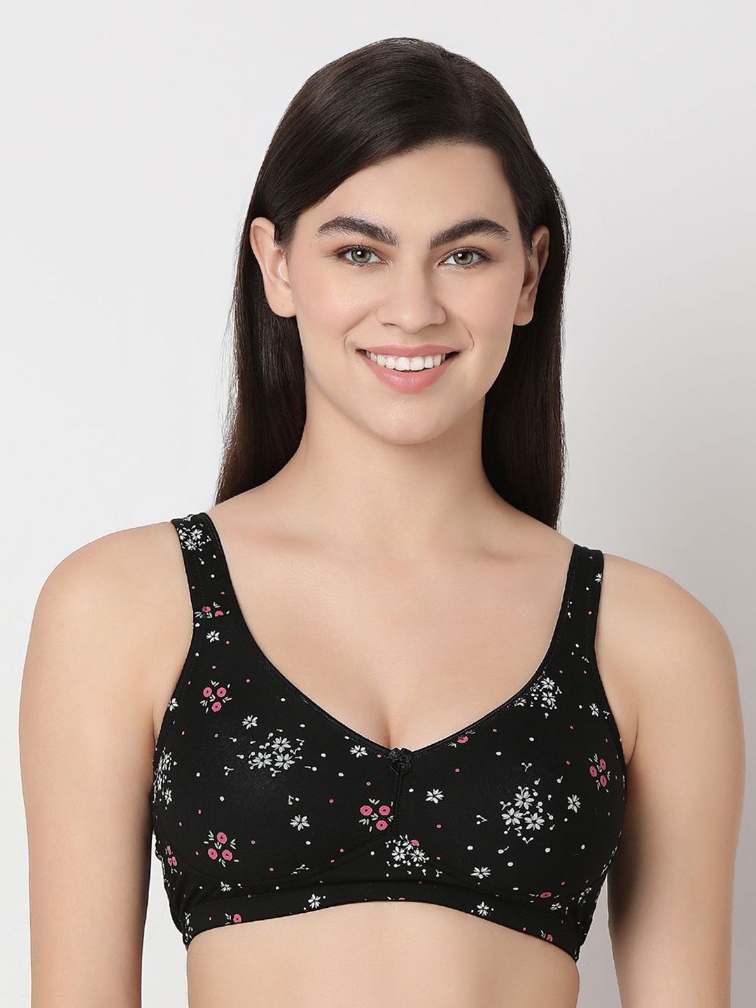 

Juliet Printed Full Coverage T-shirt Bra, Black