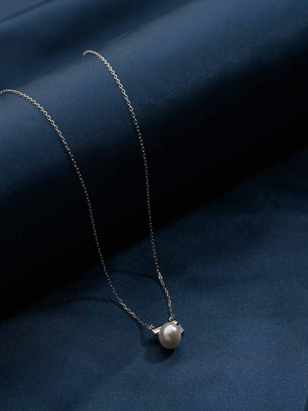 

Gargi by P. N. Gadgil & Sons 925 Sterling Silver Artificial Stone Studded Minimal Necklace