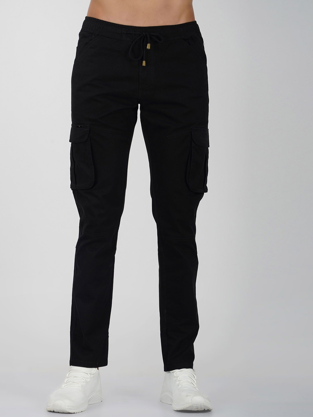 

NUEVOSDAMAS Men Smart High-Rise Pleated Cotton Cargos, Black