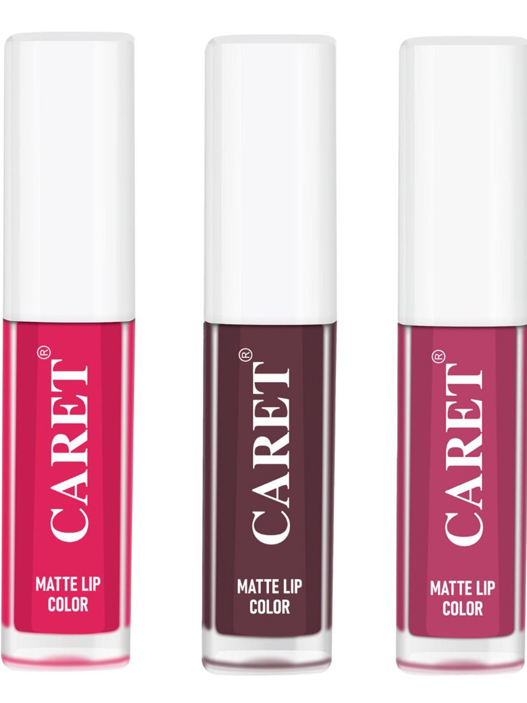 

CARET ORGANIC Set Of 3 Super-Pigmented Liquid Matte Lipsticks - 2 ml Each - 4 - 7 - 8, Pink