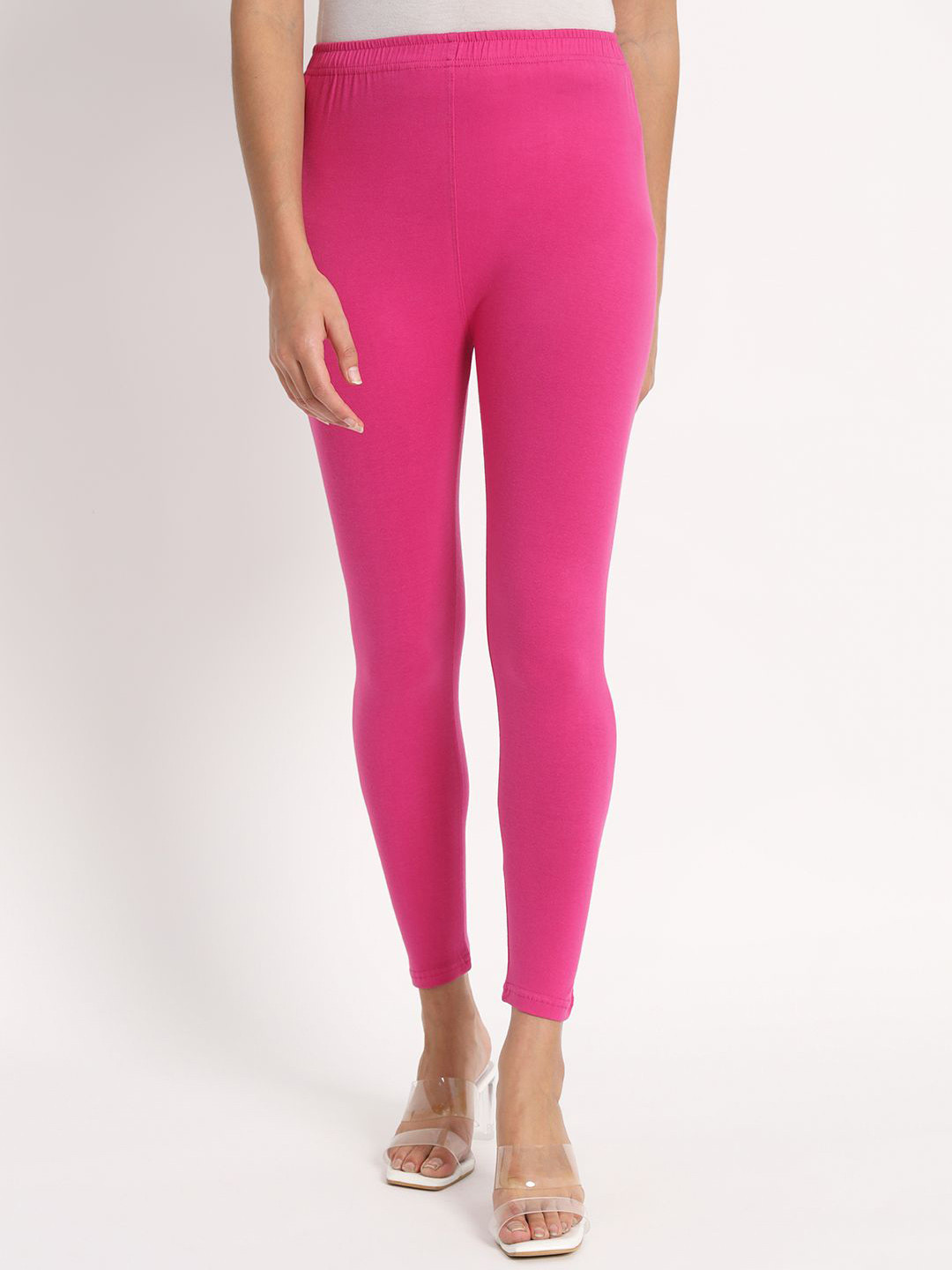 

Thread Plus Women Ankle Length Super Stretchable Solid Cotton Leggings, Purple