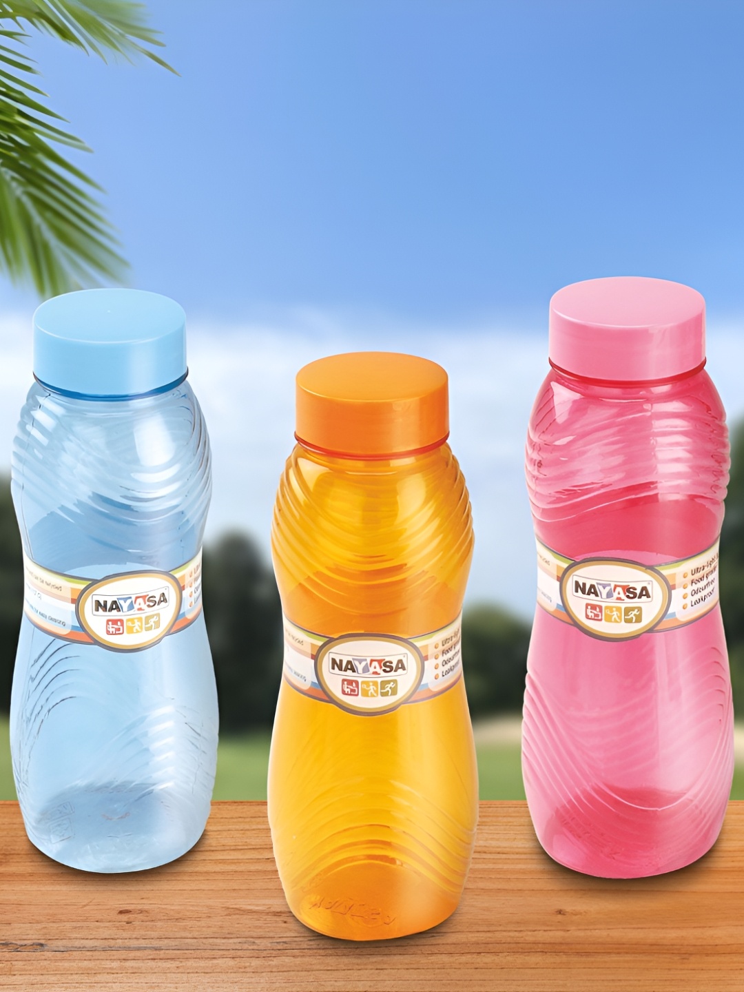 

Nayasa Set Of 3 Multicolor Smash Water Bottle BPA Free Leak-Proof 300 ML, Blue