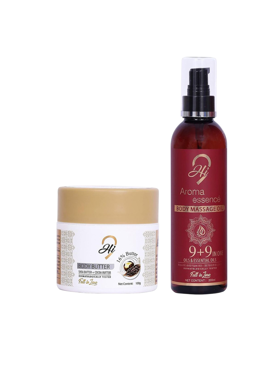 

Hi9 Set Of 2 Soulful & Nourishing Body Butter- 100 g & Body Massage Oil- 200 ml, White
