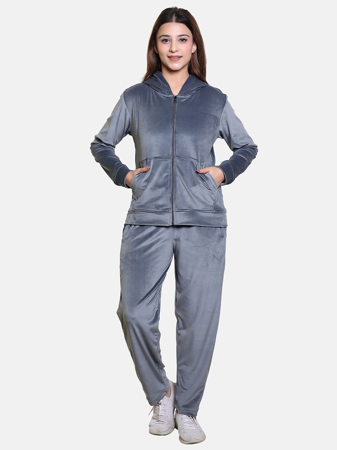 

BAESD Women Hooded Mid-Rise Tracksuit, Grey