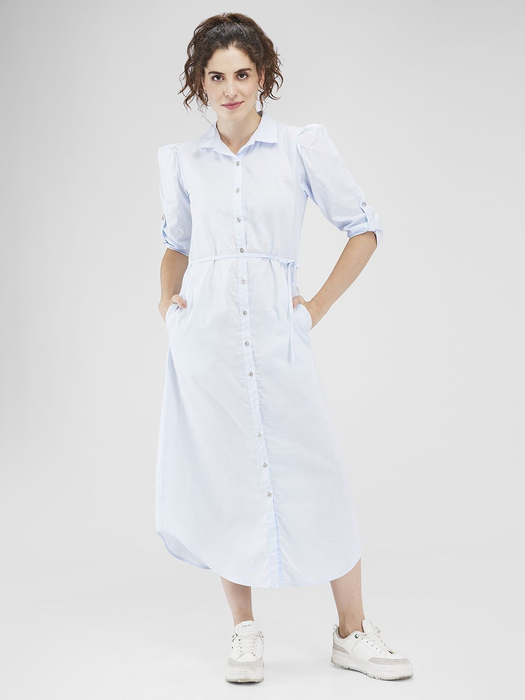 

Iti Shirt Midi Dress, Blue