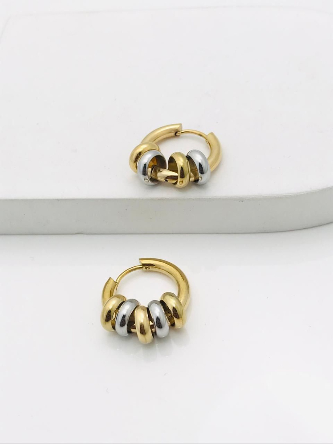 

ANJNI CREATION Gold-Plated Contemporary Shaped Hoop Earrings