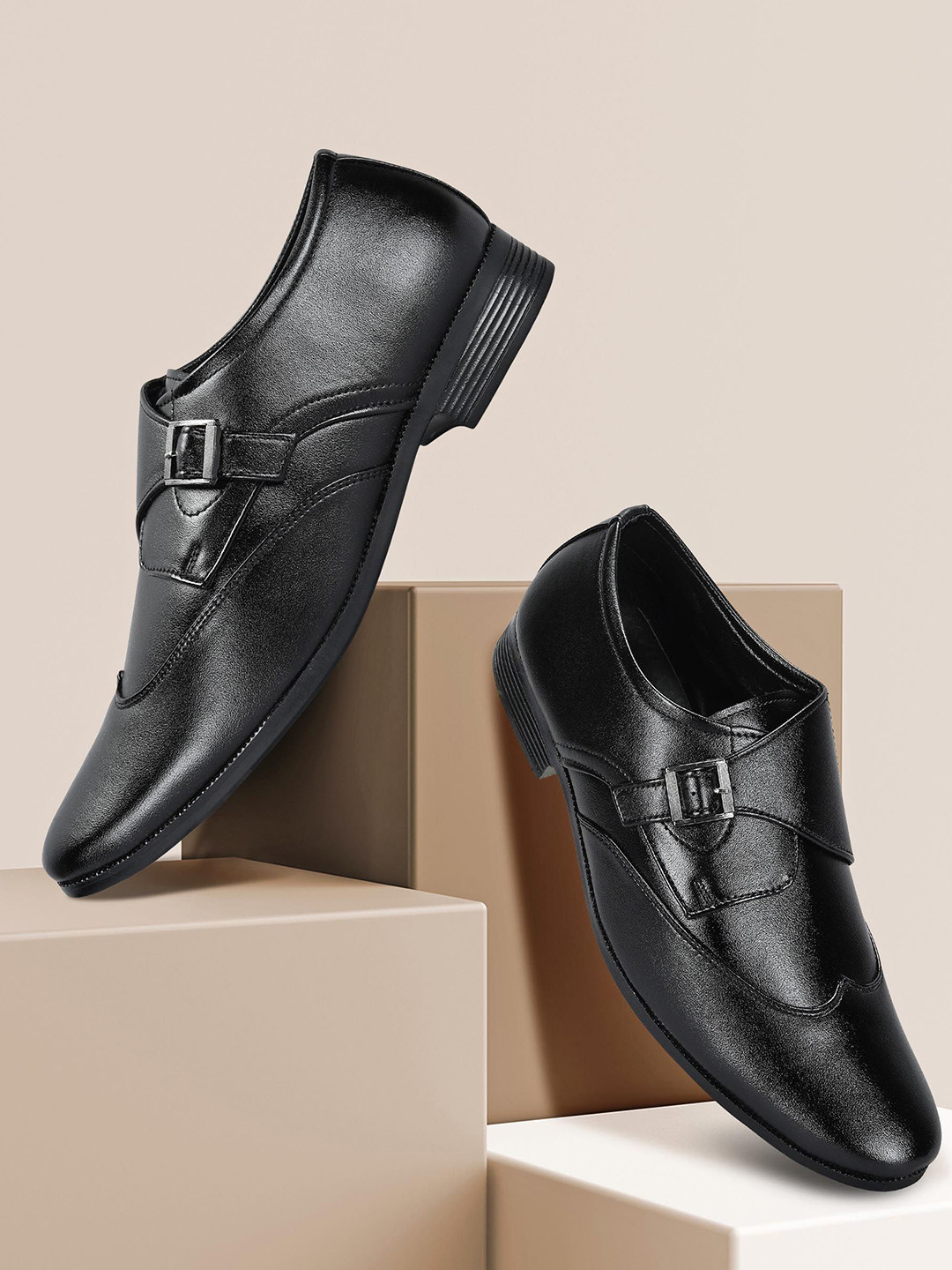 

Paragon Men Formal Monk Shoes, Black