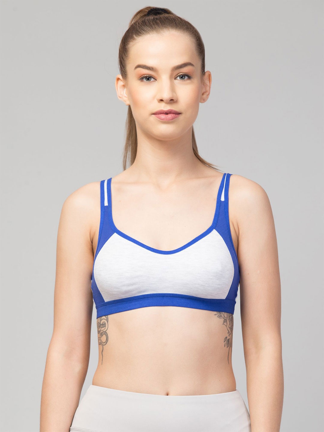 

ULLAS Women Pack Of 2 Colourblocked Pure Cotton Full Coverage T-shirt Bra, Blue
