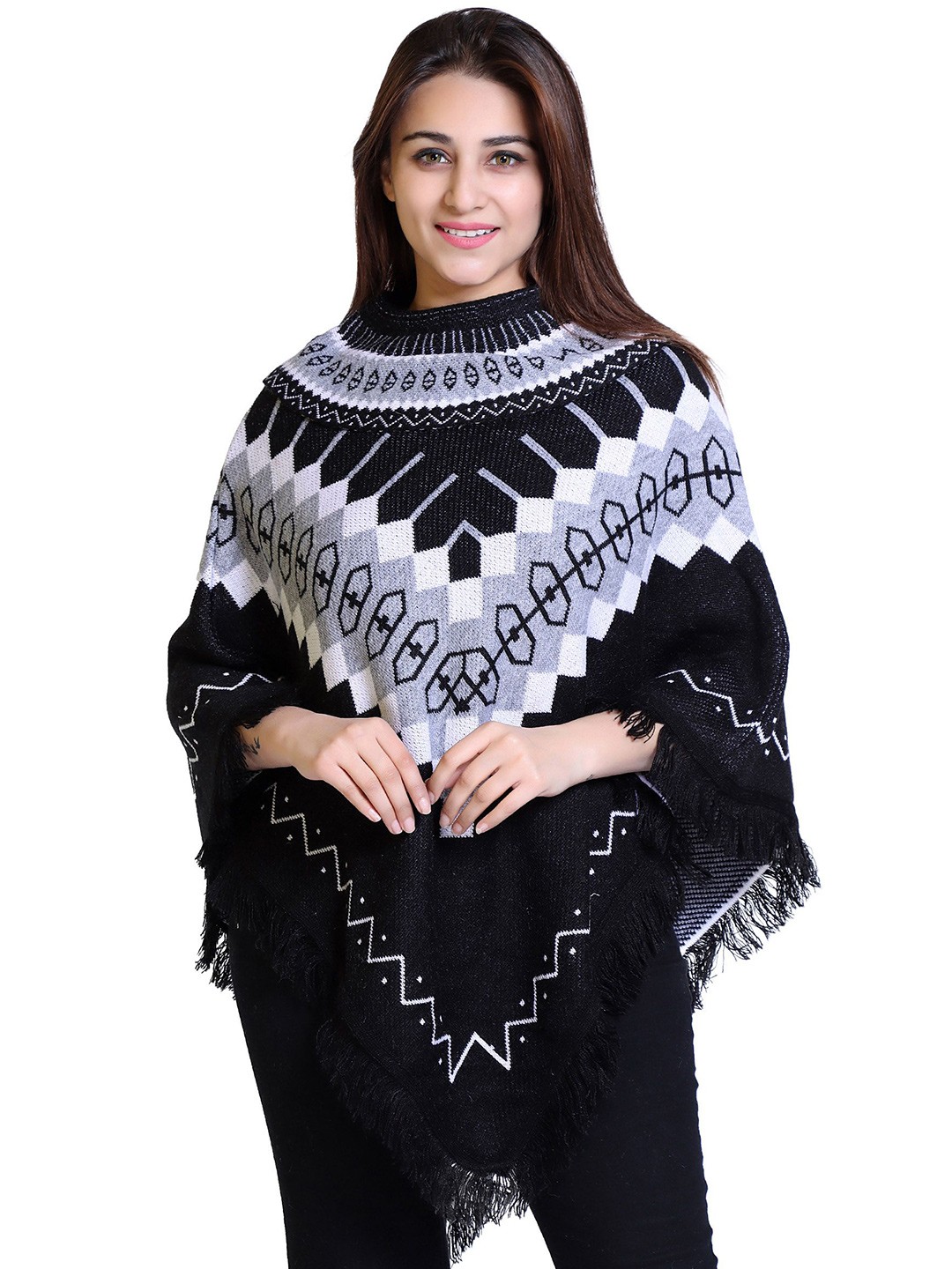 

DISCOVERYLINE Women Printed Poncho, Grey