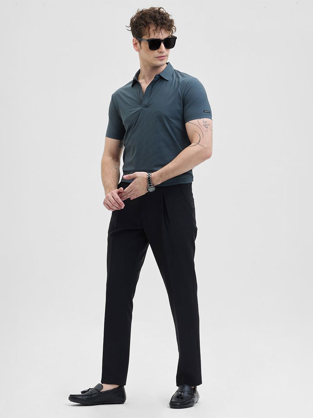 

Snitch Men Polo Collar Slim Fit T-shirt, Teal