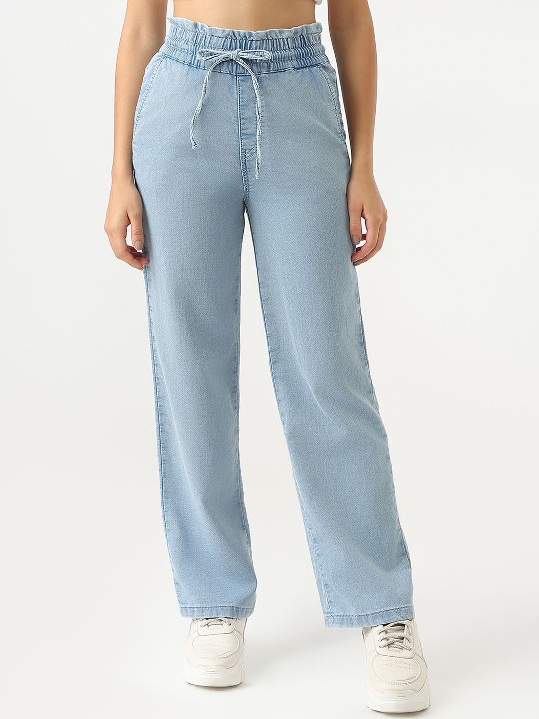 

Kraus Jeans Women Loose Fit High-Rise Joggers Trousers, Blue