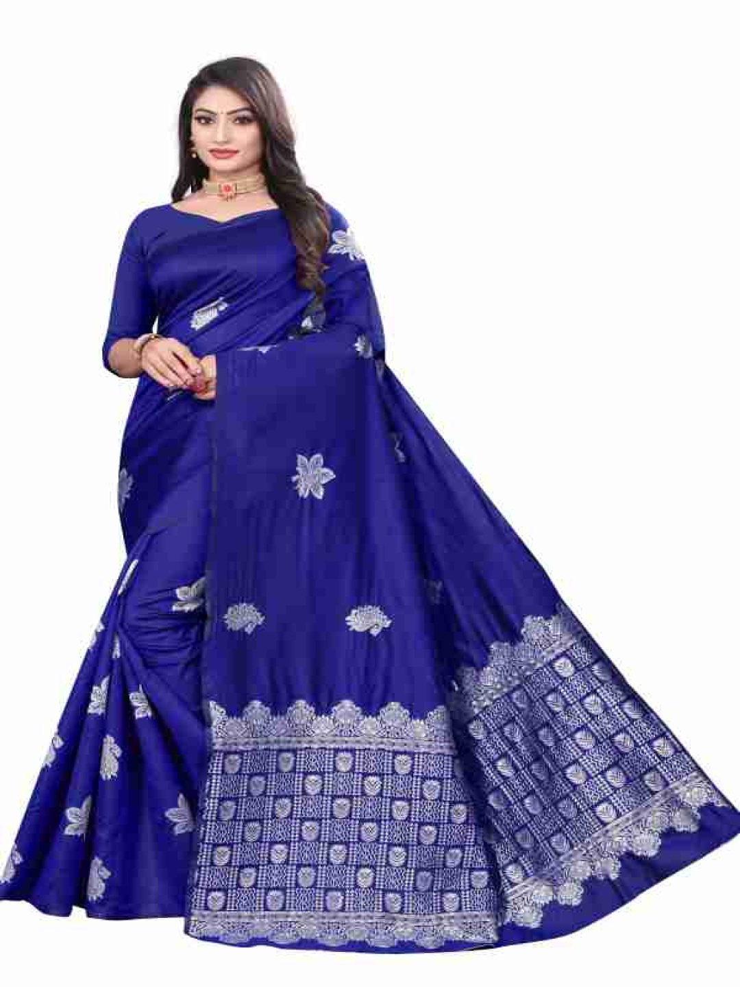 

Manu Designer Woven Design Zari Saree, Blue