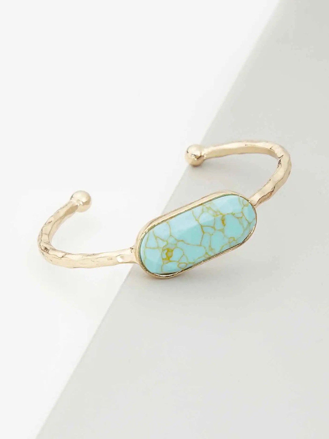 

Rhea Omega Turquoise Stone Jarred Cuff Bangle, Turquoise blue