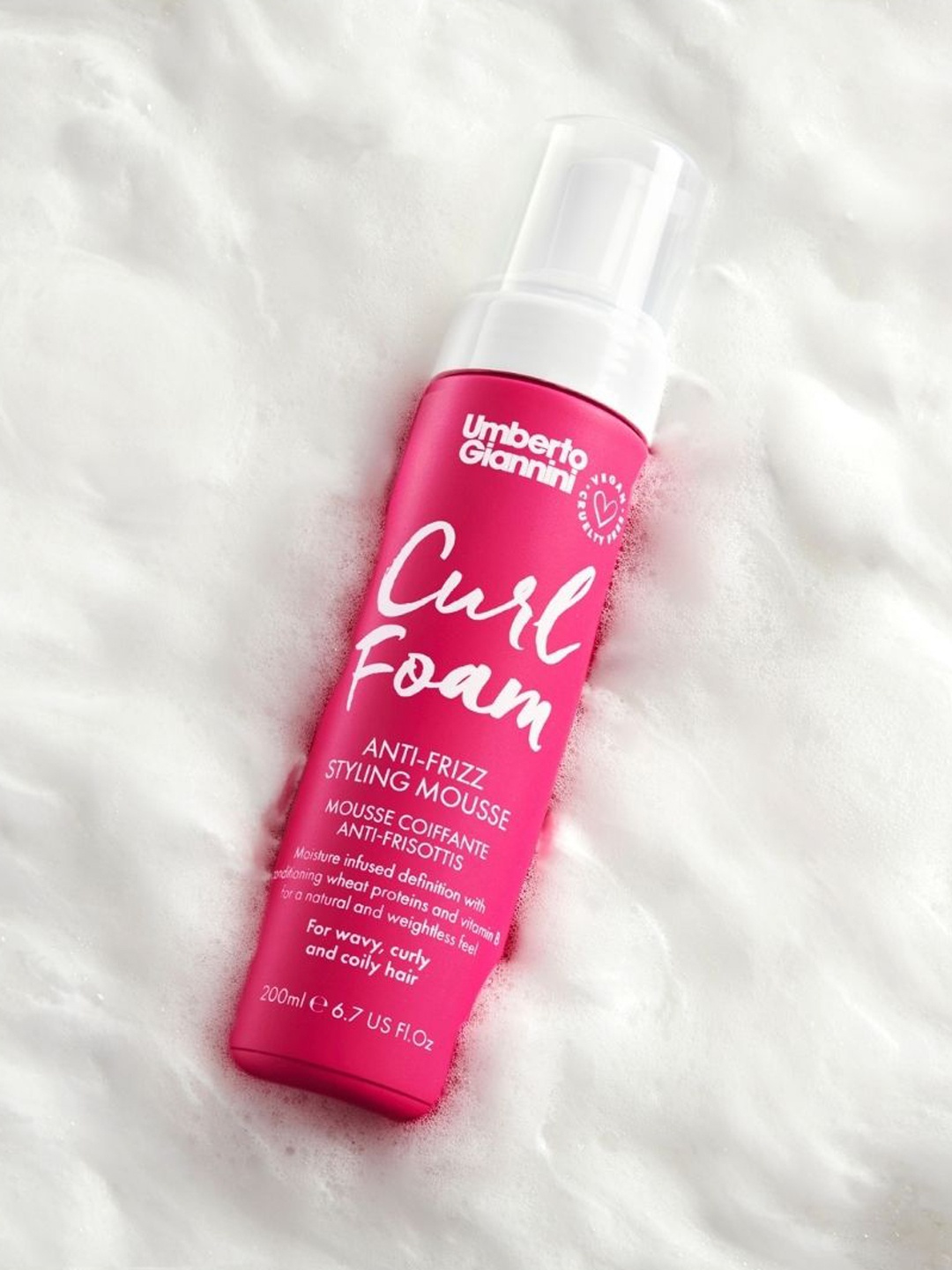 

Umberto Giannini Curl Foam Anti Frizz Styling Mousse- 200 ml, Pink