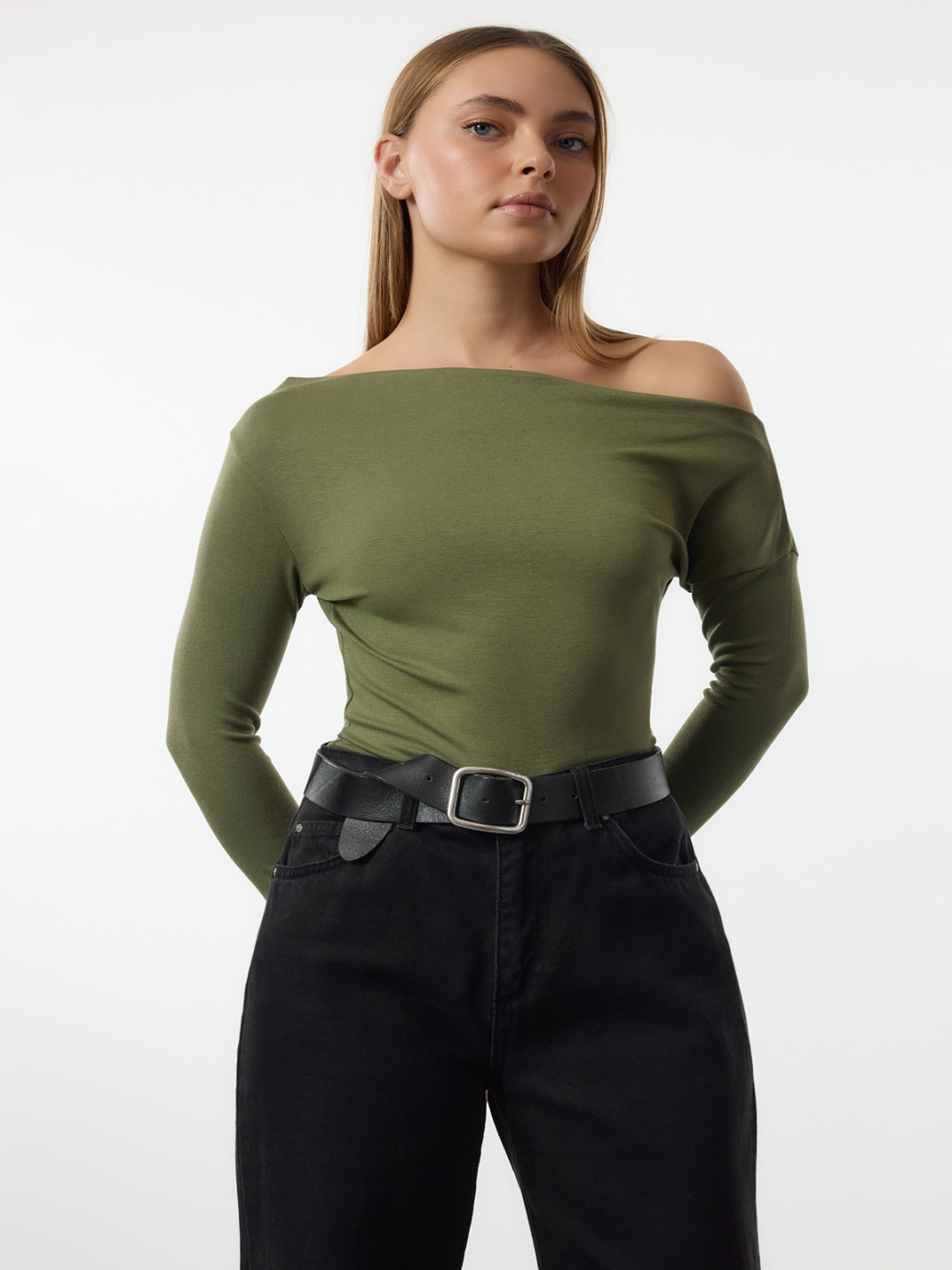 

Trendyol Off-Shoulder Top, Green