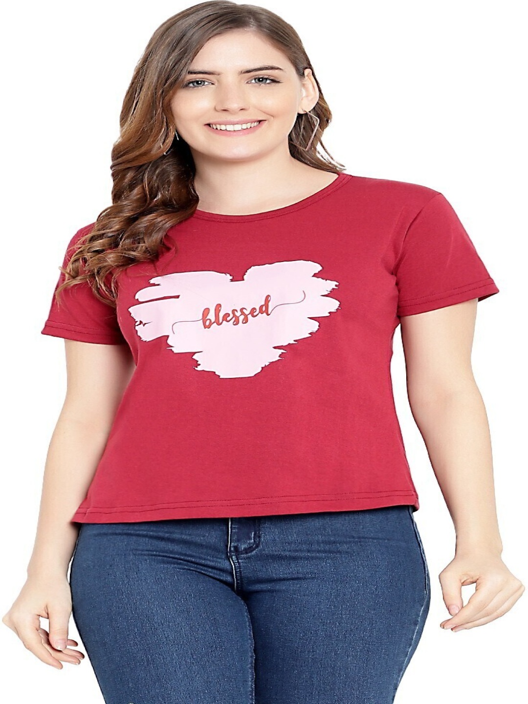 

DEEPMAYRA COLLECTION Women Printed Cotton Top, Maroon